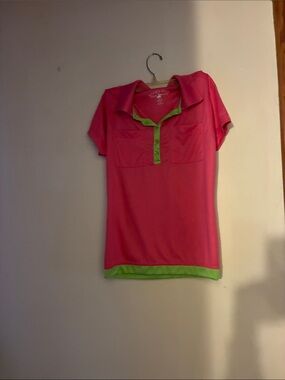 Beverly Hills Polo Club Pink Polo with Green Trim